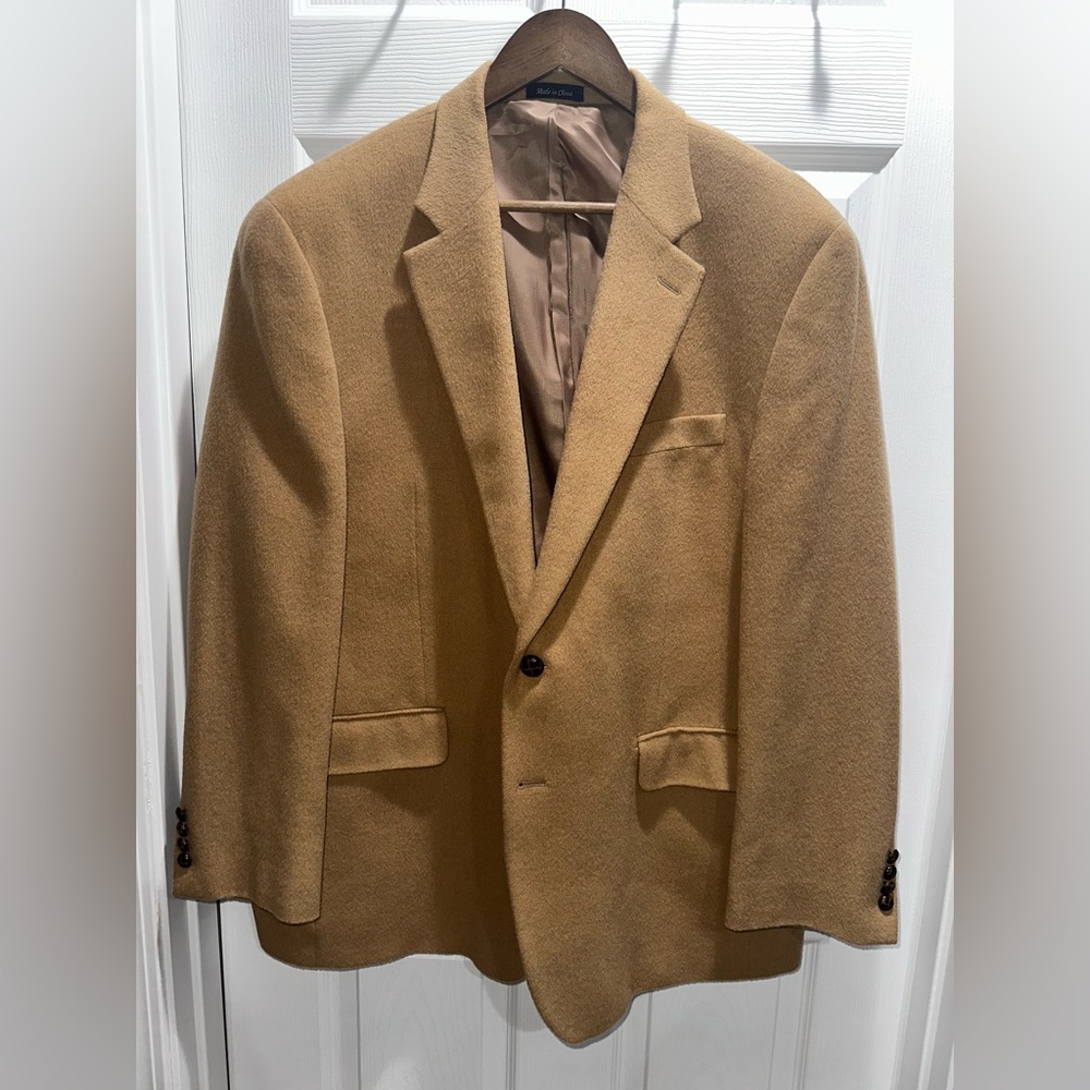 Chaps 100% Camel Hair Single Breasted Blazer – Classic Tan, Size 44R
